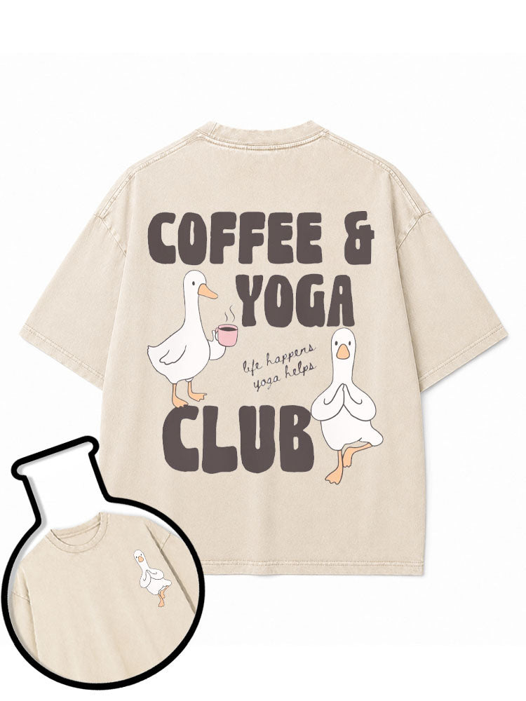 COFFEE & YOGA CLUB Washed T-Shirt
