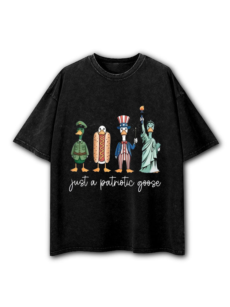 Just A Patriotic Goose Washed T-Shirt
