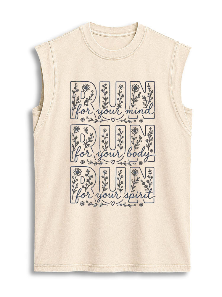 RUN Vintage Washed Cotton Tank Top