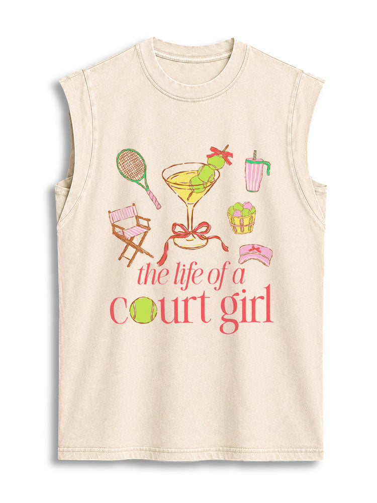 THE LIFE OF A COURT GIRL Vintage Washed Cotton Tank Top
