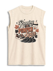 RUNNING ON PUMPKIN SPICE Vintage Washed Cotton Tank Top