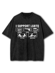 I Support Lgbtq Washed T-Shirt
