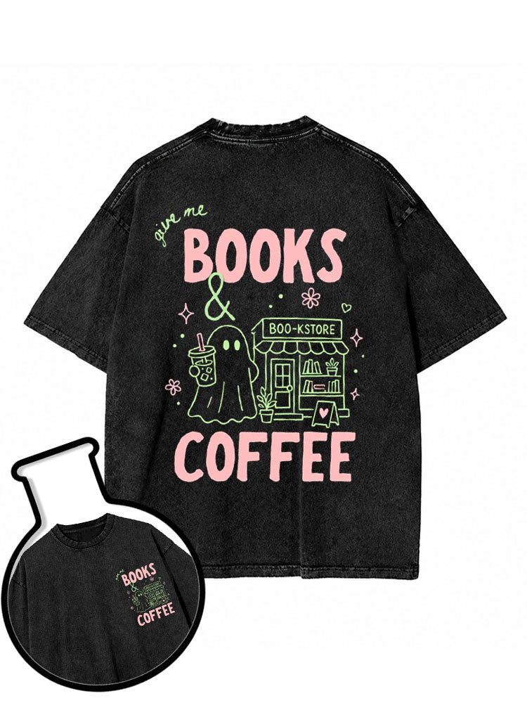 Give me books & coffee Washed T-Shirt