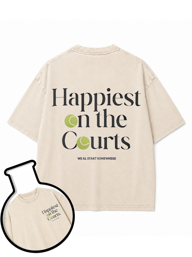 Happiest on the Courts Washed T-Shirt
