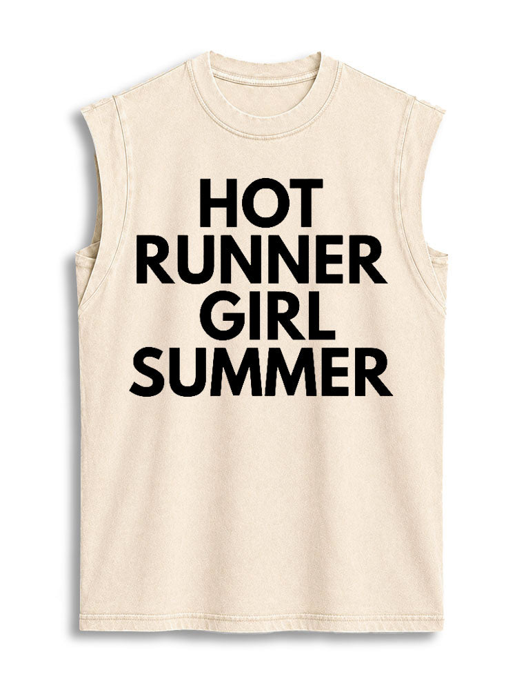 Hot Runner Girl Summer Vintage Washed Cotton Tank Top