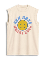 Run More Worry Less Vintage Washed Cotton Tank Top