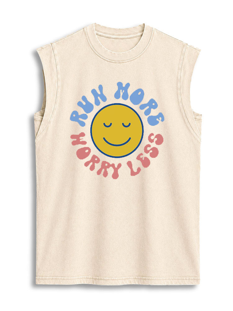 Run More Worry Less Vintage Washed Cotton Tank Top