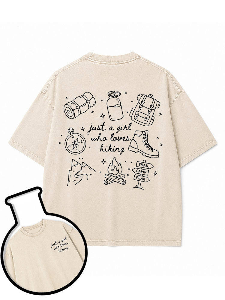 just a girl who loves hiking Washed T-Shirt