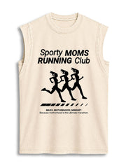 Sporty Moms Running Club Vintage Washed Cotton Tank Top