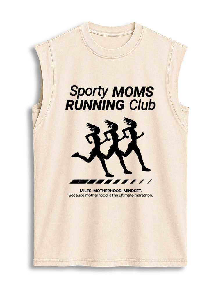 Sporty Moms Running Club Vintage Washed Cotton Tank Top