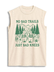 NO BAD TRAILS JUST BAD KNEES Vintage Washed Cotton Tank Top