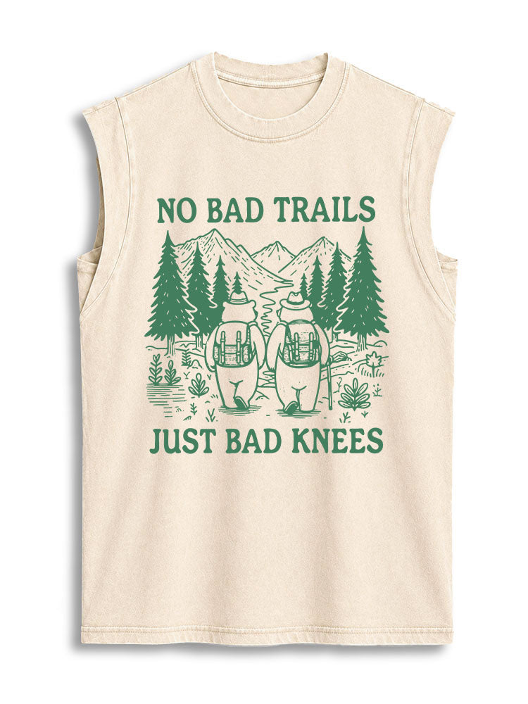 NO BAD TRAILS JUST BAD KNEES Vintage Washed Cotton Tank Top