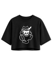 Cat's Skull Mug Crop Tops