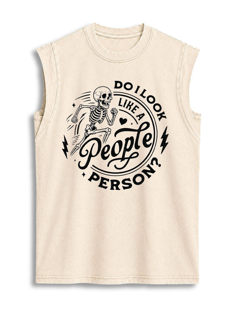 DO I LOOK LIKE A People PERSON Vintage Washed Cotton Tank Top
