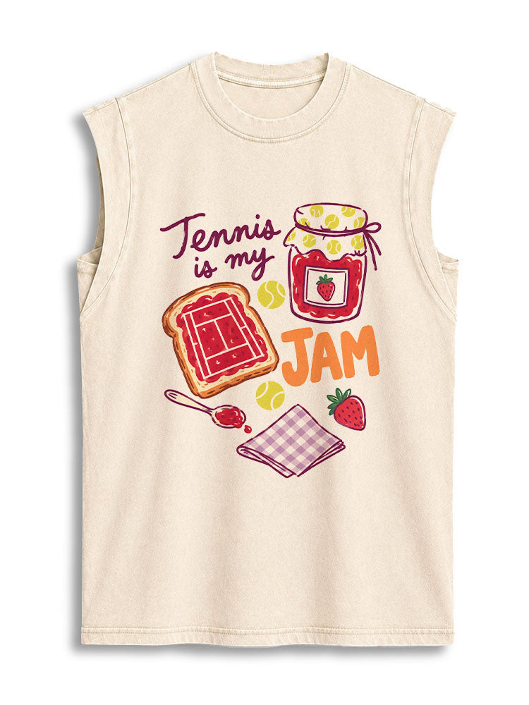 Tennis is my JAM Vintage Washed Cotton Tank Top