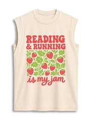 READING & RUNNING is my jam Vintage Washed Cotton Tank Top