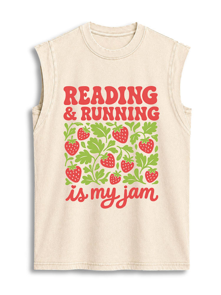 READING & RUNNING is my jam Vintage Washed Cotton Tank Top