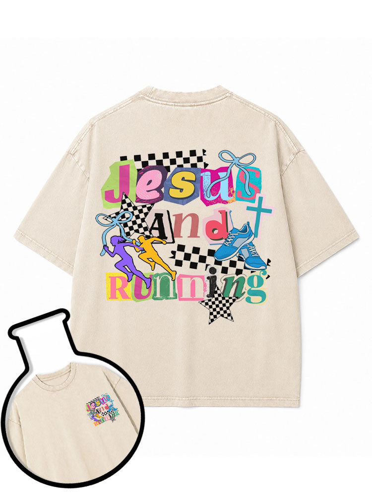 Jesus And Running Washed T-Shirt