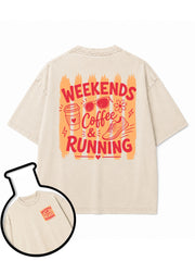 WEEKENDS COFFEE & RUNNING Washed T-Shirt