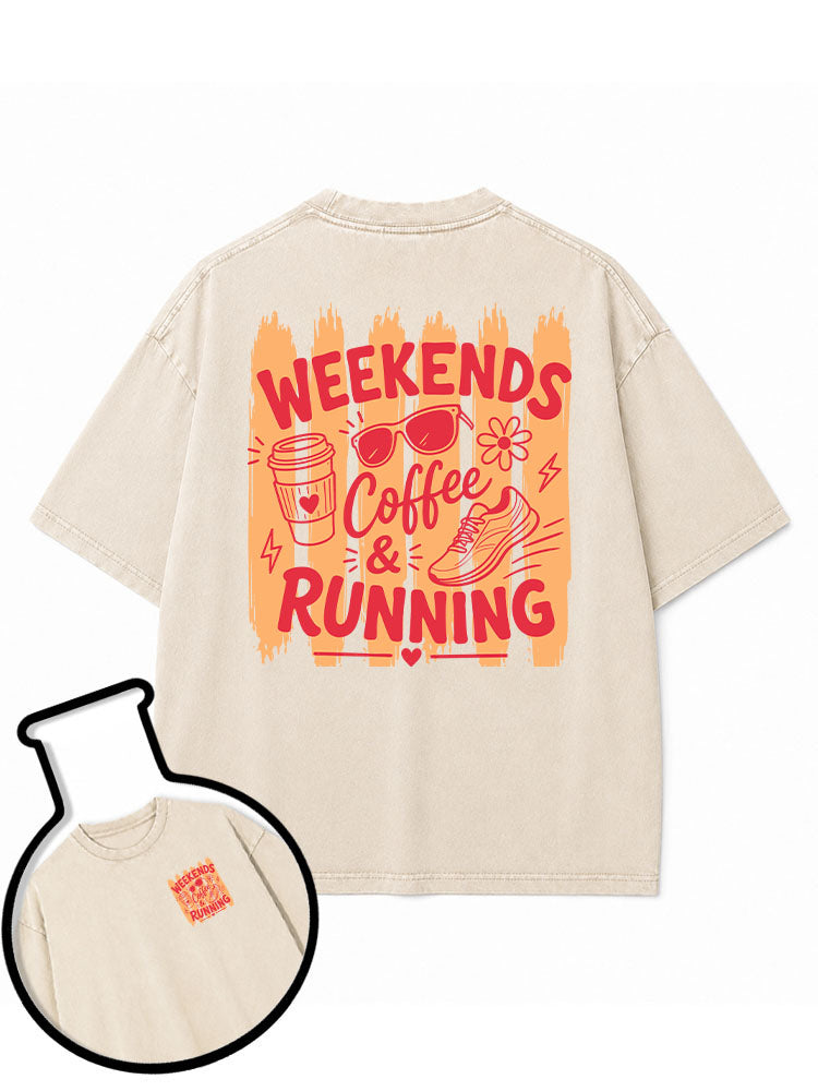 WEEKENDS COFFEE & RUNNING Washed T-Shirt