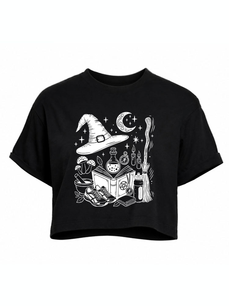 Running Reading Halloween Crop Tops