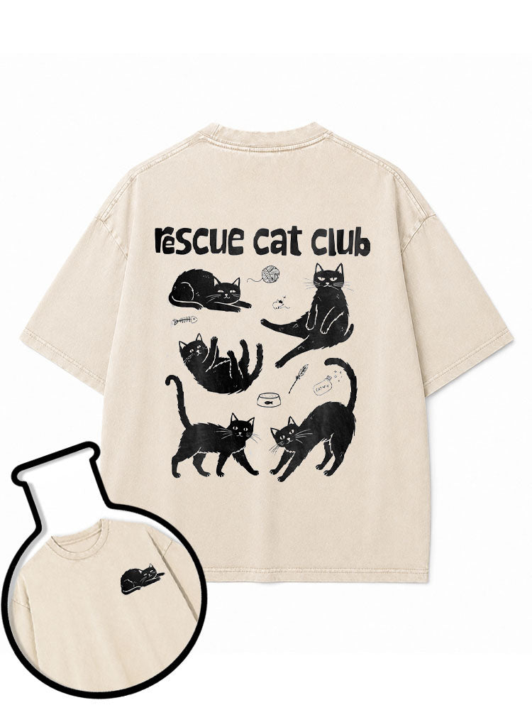rescue cat club Washed T-Shirt