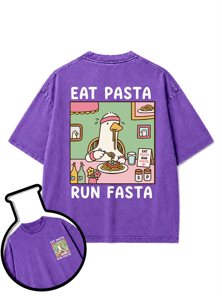 EAT PASTA RUN FASTA Washed T-Shirt
