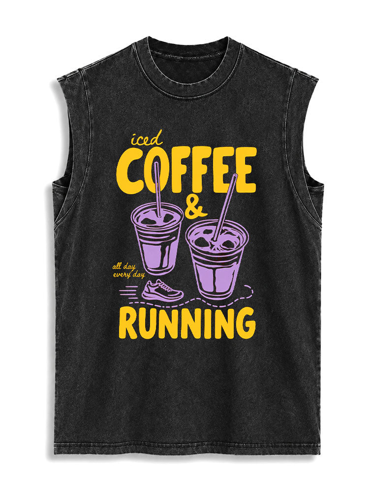 iced COFFEE & RUNNING all day every day Vintage Washed Cotton Tank Top
