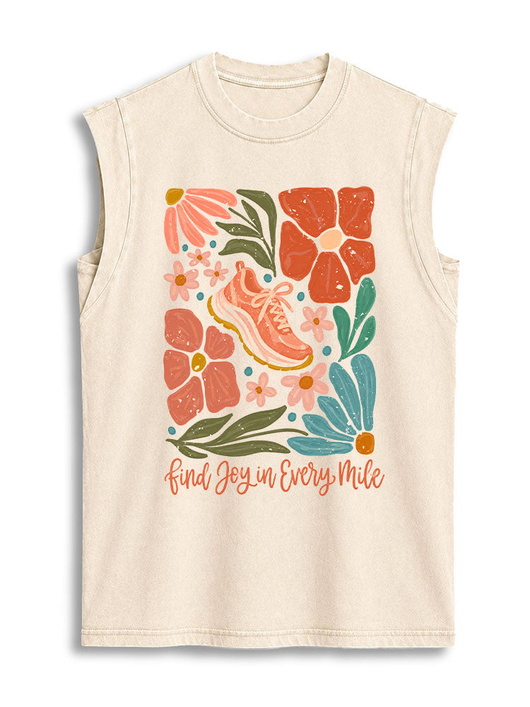 find Joy in Every Mile Vintage Washed Cotton Tank Top