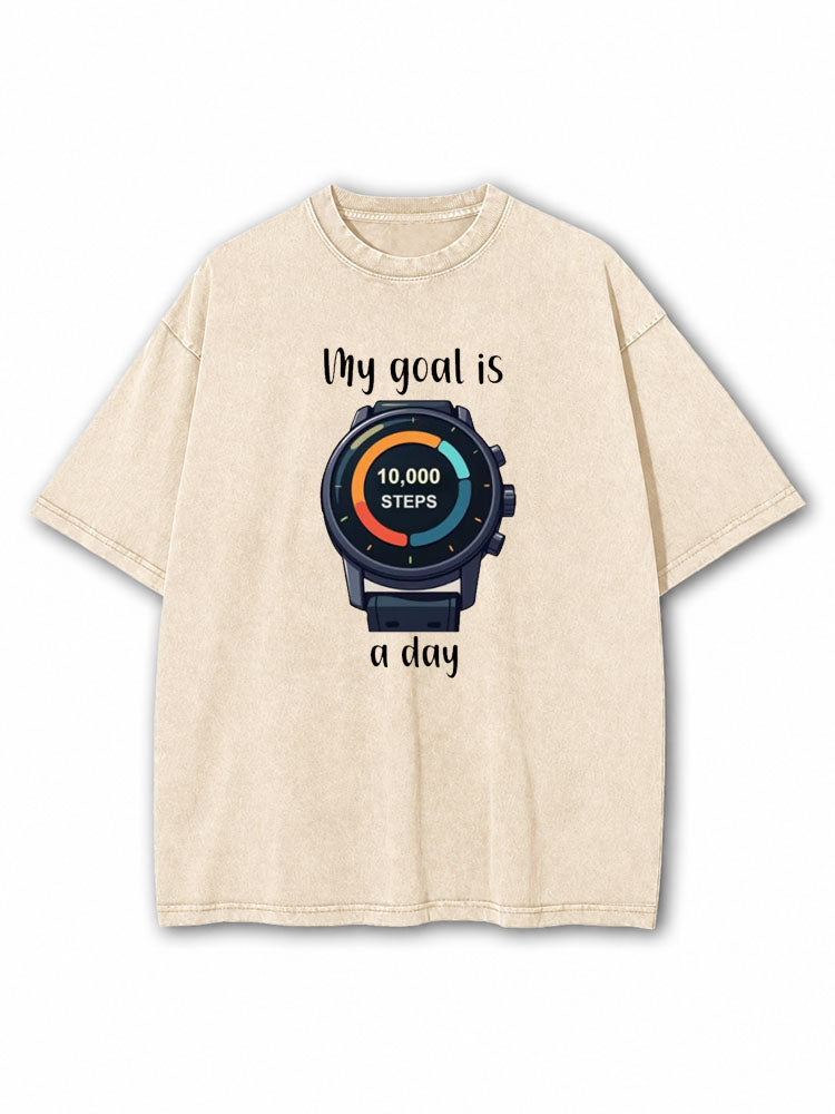 10,000 Steps a Day Washed T-Shirt