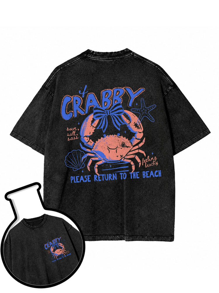 PLEASE RETURN TO THE BEACH Washed T-Shirt