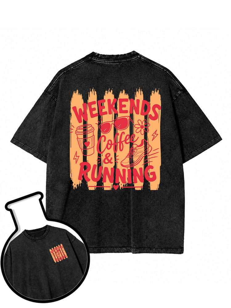 WEEKENDS COFFEE & RUNNING Washed T-Shirt