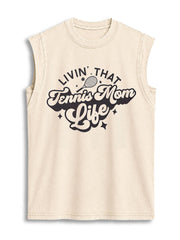 LIVIN' THAT Tennis Mom Life Vintage Washed Cotton Tank Top