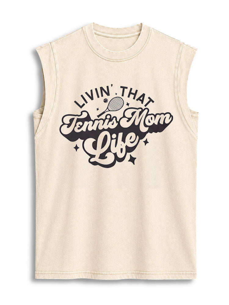LIVIN' THAT Tennis Mom Life Vintage Washed Cotton Tank Top