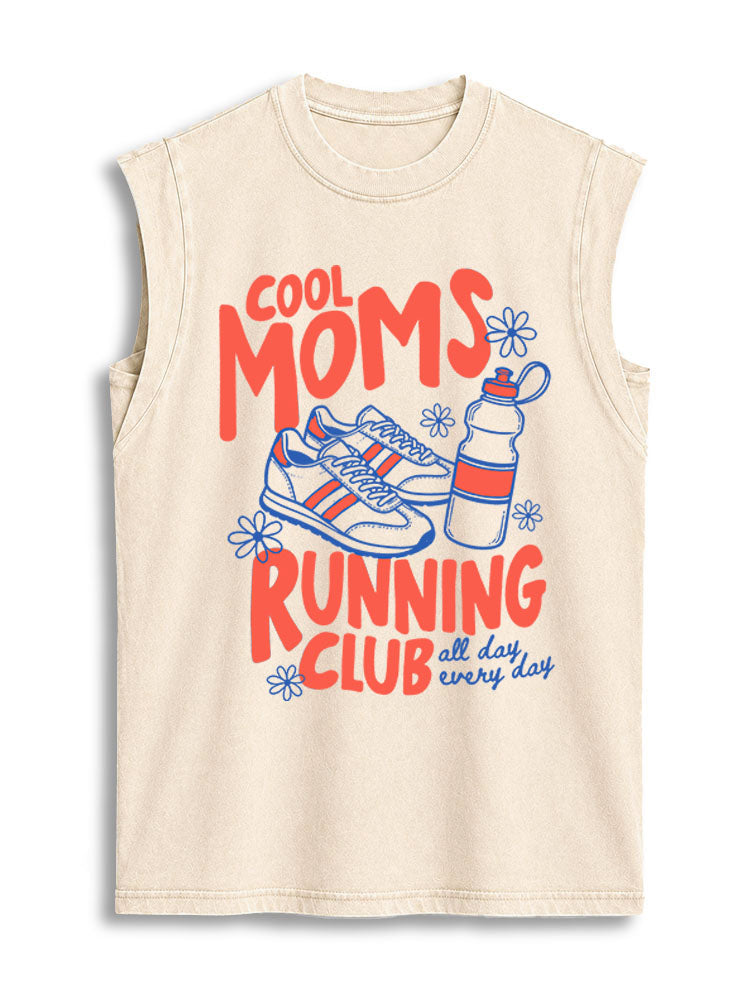 Cool Moms Running Club Vintage Washed Cotton Tank Top