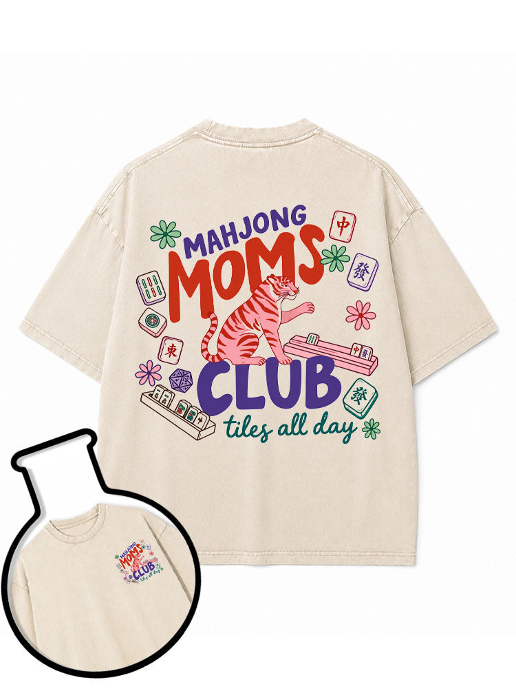 MAHJONG MOMS CLUB Washed T-Shirt