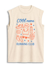 COOL moms RUNNING CLUB Vintage Washed Cotton Tank Top