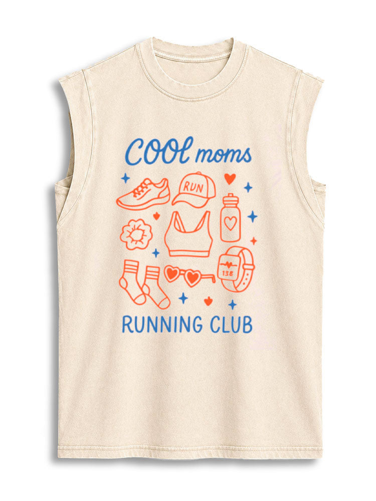COOL moms RUNNING CLUB Vintage Washed Cotton Tank Top