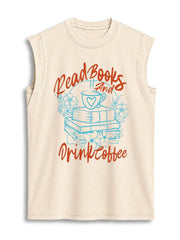 READ BOOKS AND DRINK COFFEE Vintage Washed Cotton Tank Top