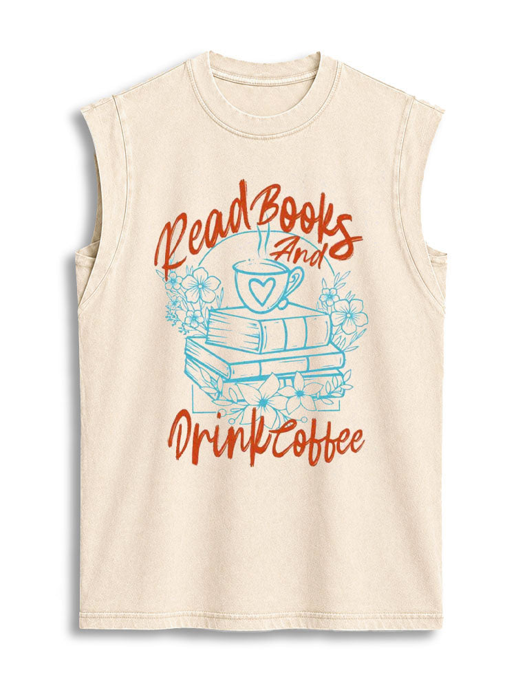 READ BOOKS AND DRINK COFFEE Vintage Washed Cotton Tank Top