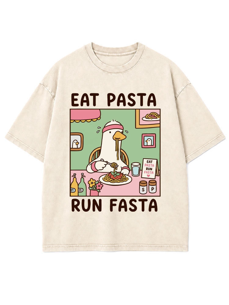 EAT PASTA RUN FASTA Washed T-Shirt