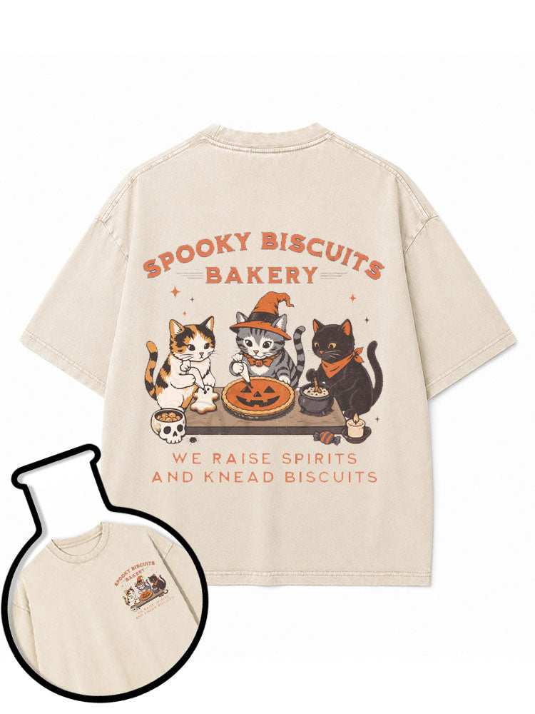 WE RAISE SPIRITS AND KNEAD BISCUITS Washed T-Shirt