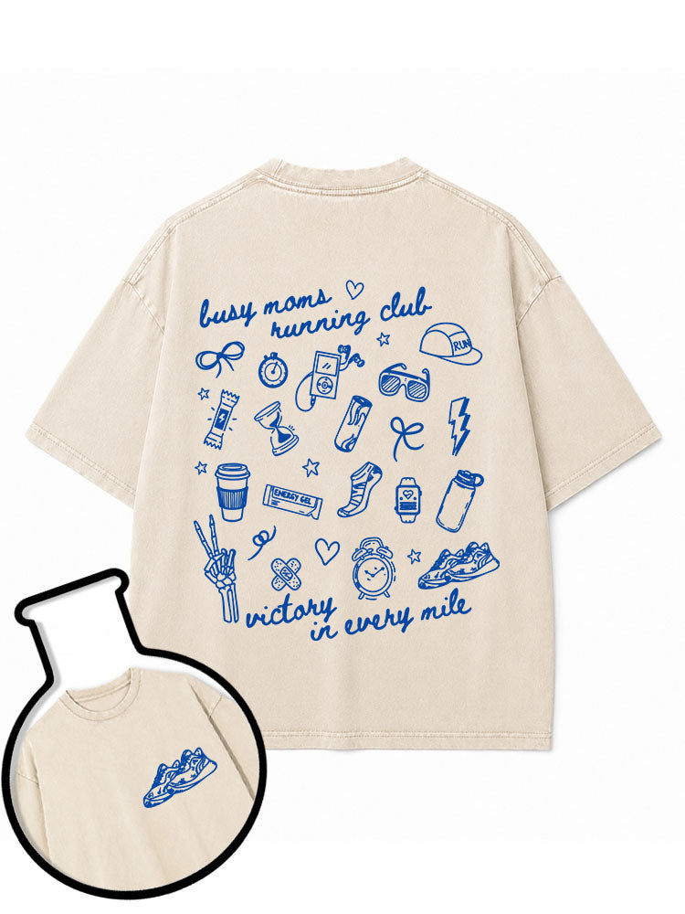 busy moms running club Washed T-Shirt