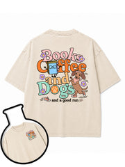 books coffee and dogs and a good run Washed T-Shirt