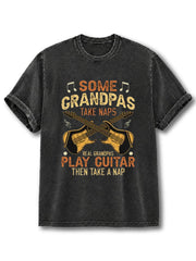 Real Grandpa Play Guitar Washed T-Shirt