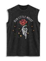 RUN LITTLE MOUSE Vintage Washed Cotton Tank Top