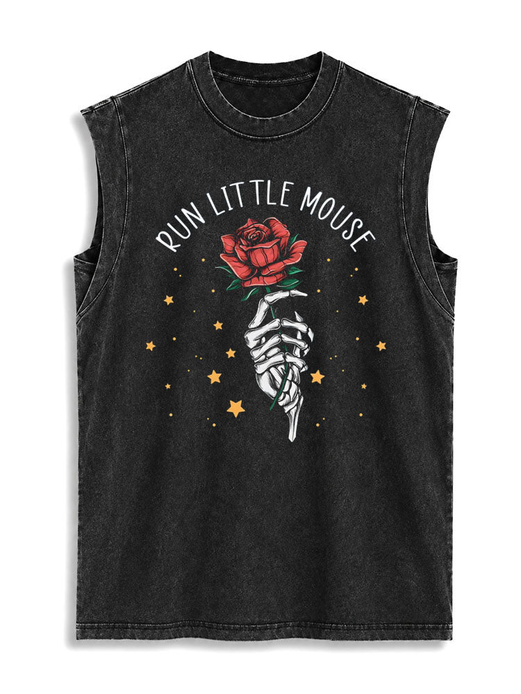 RUN LITTLE MOUSE Vintage Washed Cotton Tank Top