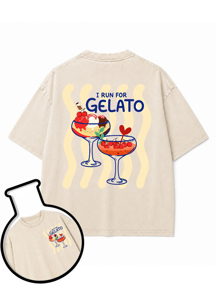 I RUN FOR GELATO Washed T-Shirt