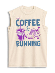 Running and Coffee Vintage Washed Cotton Tank Top