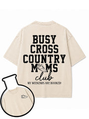 BUSY CROSS COUNTRY MOMS club Washed T-Shirt